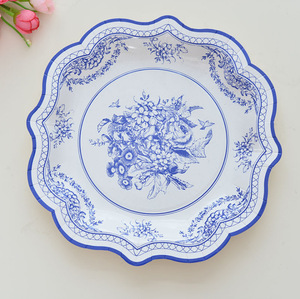 Palmy Chinoiserie Party Supplies <span class=keywords><strong>Assiette</strong></span> à dîner en papier <span class=keywords><strong>jetable</strong></span> Tasse Serviette Vaisselle <span class=keywords><strong>jetable</strong></span> Ensemble assiettes en céramique <span class=keywords><strong>bleu</strong></span> et blanc - Product Image 3