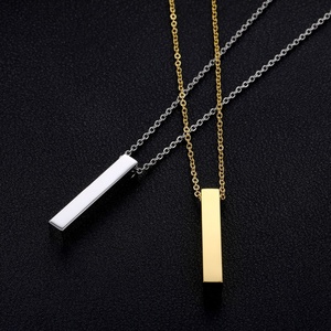 Free Sample Stylish Custom Engraved Dainty Gold Filled Bar Necklace - Product Image 6