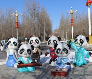 New Hot Bán dễ thương phim hoạt hình Trung Quốc phong cách <span class=keywords><strong>Panda</strong></span> điêu khắc nhựa thời tiết kháng cuộc sống Kích thước vườn trang trí nội thất ngoài trời trong nhà nhà - Product Image 6