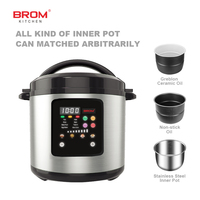 Panci Presto Multifungsi Profesional Timer Factory, Wadah Dalam Stainless Steel 6 Quart, Power Pressure Cooker XL untuk Pengalengan