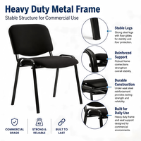 Chaise de salle d'attente empilable en métal durable avec siège en plastique facile à nettoyer, design empilable, usage polyvalent, chaise d'église empilable en métal