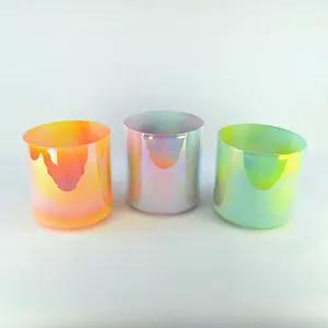HF Crystal Quartz Singing Bowls Octave 3rd 4th Rainbow Green Cosmic Light Clear Crystal Singing Bowls for Sound Healing