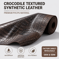 Tissu en cuir synthétique semi-PU de 10 mm, effet crocodile, finition mate, résistant à l'abrasion, pour la confection de revêtements faits main, cuir épais