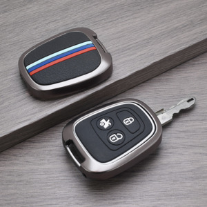 Élégant pour <span class=keywords><strong>Peugeot</strong></span> 206 <span class=keywords><strong>207</strong></span> 406 Citroën C-Elysée Picasso – <span class=keywords><strong>Coque</strong></span> de <span class=keywords><strong>clé</strong></span> de voiture en alliage de zinc et silicone avec porte-clés - Product Image 4