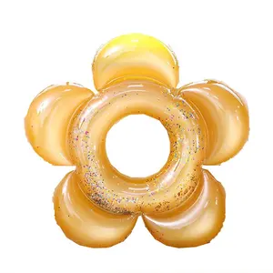 Cincin renang berbentuk bunga untuk orang dewasa dan anak-anak, cincin air tabung pelampung kolam tiup kustom musim panas