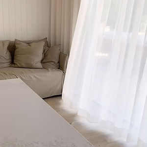 Modern Vertical Striped Tulle <b>Light</b> and Translucent Pleated Grommet <b>Shade</b> for Window Home Office Hospital Hotel Cafe - Product Image 4