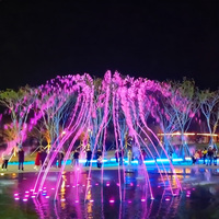 Fontaine aquatique commerciale LED personnalisée en acier inoxydable, spectacle de danse de l'eau et de la musique, design moderne de luxe, eau et feu