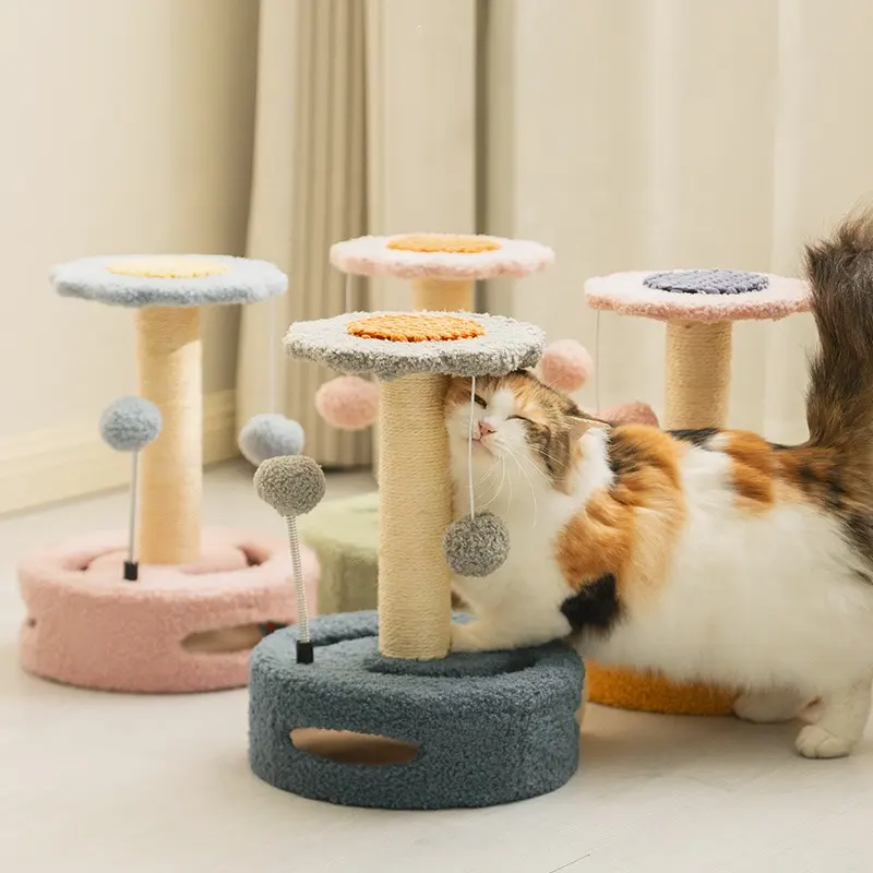 Kleiner Katzen turm im Freien mit Sisal-bedecktem Kratz baum Cat Condos Stand mit Spielzeug Flower Cat Tree