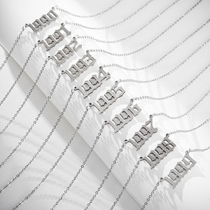 Nuevo Collar de Acero Inoxidable Digital con Número de <span class=keywords><strong>A</strong></span>ño de Nacimiento 1980~2022, Accesorios de Joyerí<span class=keywords><strong>a</strong></span> para Hombre y <span class=keywords><strong>Mujer</strong></span> - Product Image 2