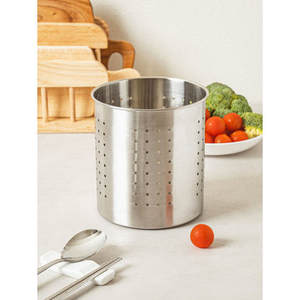 Grande boîte de rangement circulaire en acier inoxydable et verre pour passoires - Product Image 1