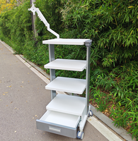 Chariot endoscopique exclusif pour hôpital, organisateur de câbles, roulettes verrouillables et prise intégrée, chariot pour appareil vidéo médical