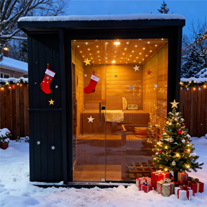 Sauna de Vapor Tradicional Cuadrada para Exteriores de 4-6 Personas, Construcción Interior de Cedro Rojo Canadiense y Exterior de Madera de Hemlock - Product Image 5