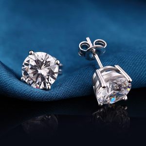 Boucles d'oreilles clous en argent sterling 925, zircone cubique 5A+ taille ronde, sertissage griffe, tendance, pour femme/unisexe, usage quotidien - Product Image 2