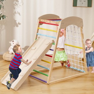 Wooden Climbing Frame Children Indoor Playset Slide Ladder Combination For Kids Age 2 To 6 Years - Product Image 4