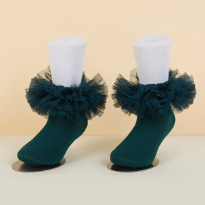 थोक फ्फी फ्राली राजकुमारी पोशाक मोजे नवजात शिशु बच्चे को गुलाबी सफेद रफले बिग फीता राजकुमारी मोजे - Product Image 5