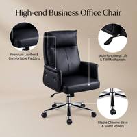 Chaise de bureau ergonomique moderne en cuir, dossier haut, pivotante, réglable, pour ordinateur, faible MOQ, vente en gros
