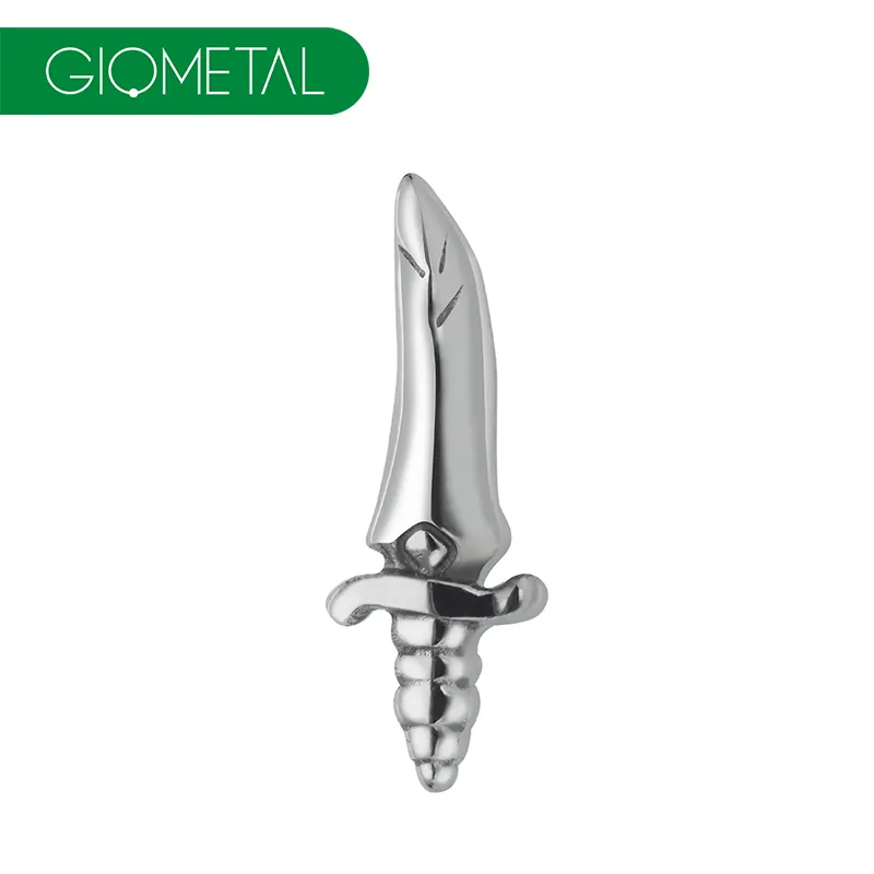 Giometal ASTM F136 titanio Piercing daga final cuerpo joyería venta al por mayor cartílago sin rosca pendientes Tragus Helix Conch Labret