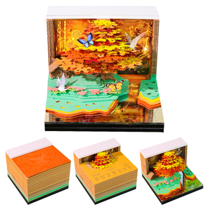 Ornement de bureau en papier Arbre d'<span class=keywords><strong>automne</strong></span> doré, Bloc-notes 3D, Calendrier, Bloc-mémo, Cadeau inspiré de la nature, Bloc-notes décoratif - Product Image 1