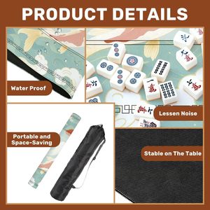 Tapete de Mahjong Oriental Dorado, Antideslizante, Silencioso, Plegable, Juegos de Mesa, Estilo Chino/Japonés, Póker, Fiestas de Cumpleaños, Novedades, Hecho en China - Product Image 4