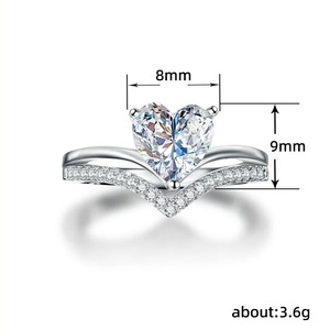 Bague en moissanite Q064, argent 925, sertissage pavé, alliance de fiançailles pour femme - Product Image 5