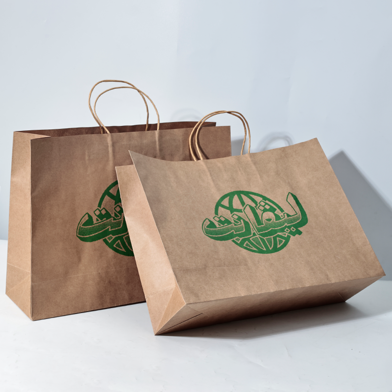 Custom LOGO Brown Kraft Paper Bags, Takeout Packaging Tote Paper Bags, Christmas Clothing Gift Bags