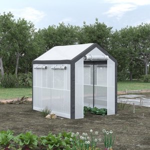 Invernadero Tipo Túnel MQ para Exteriores con Marco de PVC, Ventana Enrollable, Puerta con Cierre y Cubierta Impermeable para Jardín Doméstico - Product Image 2
