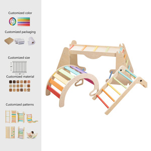 Torre de aprendizaje Montessori de madera para niños pequeños, ecológica, estructura de escalada para interiores, para desarrollar la fuerza física en los niños - Product Image 1