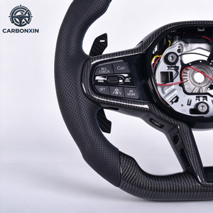พวงมาลัยคาร์บอนไฟเบอร์แบบกำหนดเองขายดีสำหรับ Toyota GR Supra A90 A91 2020-2024 พวงมาลัยหนังรูระบายอากาศสำหรับรถแข่ง - Product Image 6