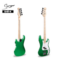For G-B7-4 Classic Music Bass Guitar-Sycamore Body Maple Neck Fingerboard Glossy Metallic Green Finish Bolt-On Construction