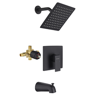Vanne de douche thermostatique murale noire Installation dissimulée Robinets en laiton chaud et froid Motif de pulvérisation douce Chrome pour appartement