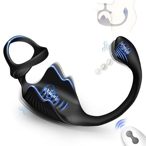 Nuovo Massaggiatore Prostatico Elettrico in Silicone Indossabile con Vibrazione e Anello Vibrante per Pene - Product Image 3