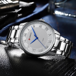 Montre classique décontractée CURREN 8409 pour homme avec bracelet en acier inoxydable, montres-bracelets à quartz simples avec chiffres romains pour homme d'affaires - Product Image 2
