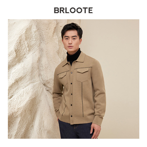 BRLOOTE/Barut Maglione Pullover Intrecciato da Uomo, Cardigan in Lana con Motivo a Pois, Giacca Invernale Versatile con Risvolto e Fodera in Lana - Product Image 3