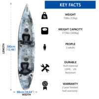 Kayak double en plastique de haute qualité, durable, résistant à l'eau, 3,8 m (13 pieds), pour deux personnes, prix abordable, vente en gros