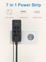 CE Sertifikalı 3500W Çoklu Prizli EU Priz Uzatıcısı Elektrik Fişi 2 AC 2 USB-C/USB-A Portlu F/Schuko Fiş Saf Bakır 12 Ay Garantili