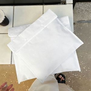 White Envelope Style Woven Shopping Bag Snap Closure Gift Packaging Handbag - Product Image 3