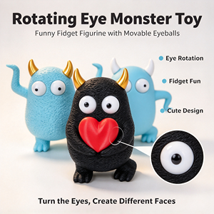 Figura de Monstruo de Dibujos Animados Creativa y Linda, Juguete de Personaje Impreso en 3D con Ojos Giratorios, Divertida Decoración de Escritorio - Product Image 2