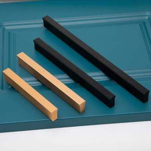 Modern Minimalist Cabinet Handles 1M Long Solid Thick <b>Black</b> Gold Color Drawer Wardrobe <b>Door</b> Hardware - Product Image 3