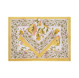 Tapis de table modernes imprimés Jaipuri de qualité supérieure en coton indien floral avec 6 serviettes de table en coton - Product Image 1