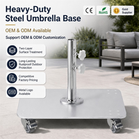 Support de parasol roulant JH-Mech avec roues à frein, base de parasol antirouille, base de parasol mobile en acier poli, pour extérieur, patio