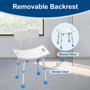 Vikangsheng Aluminum Alloy Shower Chair Adjustable Height With Backrest For Elderly Pregnant Disabled <b>Non</b> <b>Slip</b> <b>Bath</b> Seat - Product Image 4