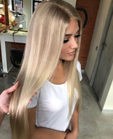 Perruques Lace Front en Cheveux Humains 100% Bruts Russes Alignés Naturellement, Raides et Soyeuses, Longues, Blondes avec Mèches, Effet Cuir Chevelu Naturel, Vente en Gros