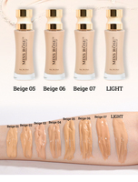 MISS ROSE 35ml Fond de Teint Liquide Double Tenue Couvrance Totale Sans Huile SPF10 Résistant à l'Eau Longue Durée