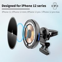 Chargeur de voiture sans fil magnétique avec charge rapide PD 3.0, sortie 15W, port Type-C pour iPhone 12+-Support de voiture portable