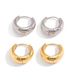 Pendientes Huggie de Acero Inoxidable con Baño de Oro de 18K, Diseño Geométrico, Joyería de Moda para Mujer - Product Image 5