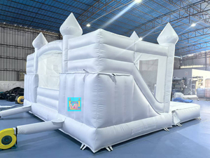 Château Gonflable Blanc pour Location de Fêtes, Structure Gonflable avec Piscine, Château Gonflable Blanc Pastel avec Piscine à Balles - Product Image 6