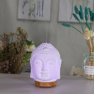 Buddha Head Aroma <b>Diffuser</b> <b>Ceramic</b> Humidifier With Led Light 0.5L Ultrasonic Silent For Home Office Decor - Product Image 2