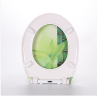 Décoration d'impression en bambou frais et vert forme ronde UF matériel urée couvercle de siège de toilette pour salle de bain article ménager AU243