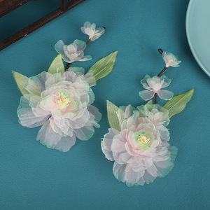 Nouveaux accessoires pour cheveux de style antique, design original, faits à la main, accessoires pour cheveux en forme de fleur de pivoine verte fraîche perforée, cheveux - Product Image 4