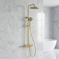 Ensemble de douche Premium Or avec pommeau pluie intégral apparent en laiton pour hôtels et villas